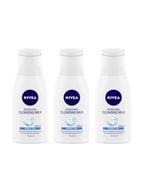 

Nivea Unisex Set of 3 Vitamin E & Hydra IQ Refreshing Cleansing Milk, White