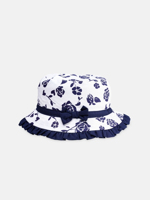

Chicco Girls White & Navy Blue Printed Sun Hat