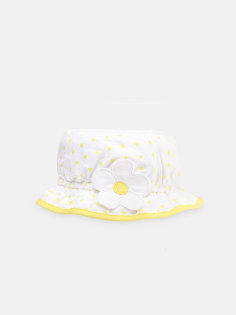 

Chicco Infant Girls White & Yellow Polka Dot Printed Sun Hat