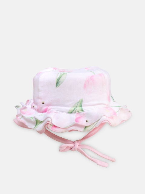 

Chicco Infant Girls White & Pink Floral Printed Reversible Cap