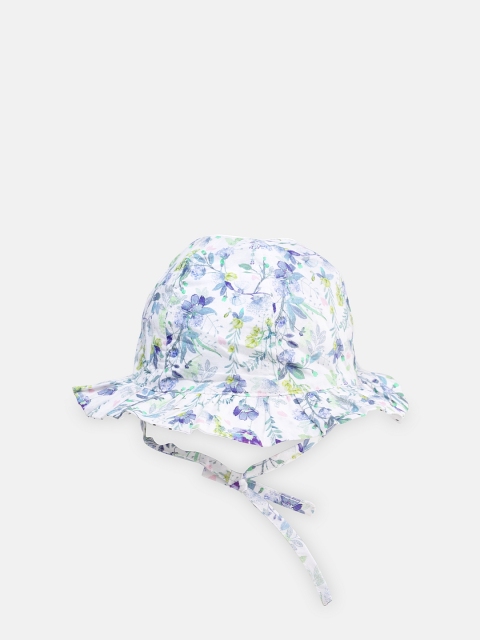 

Chicco Infant Girls White & Blue Floral Printed Reversible Hat