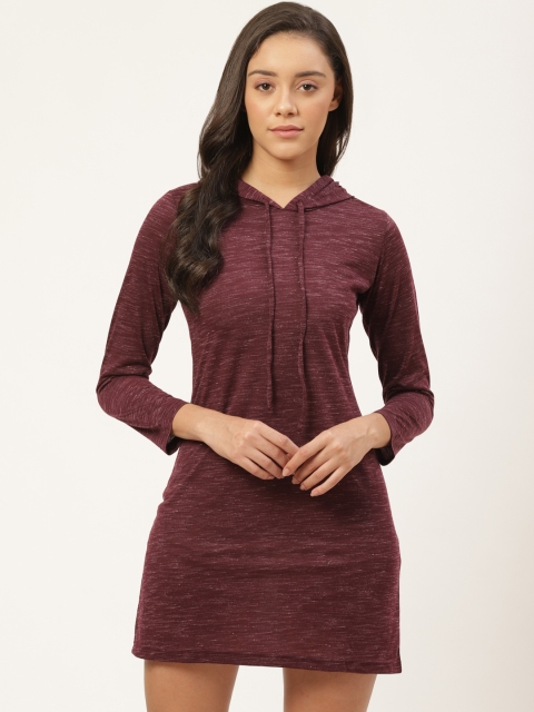 

Trend Arrest Women Burgundy Slub Effect Sweatshirt Dress