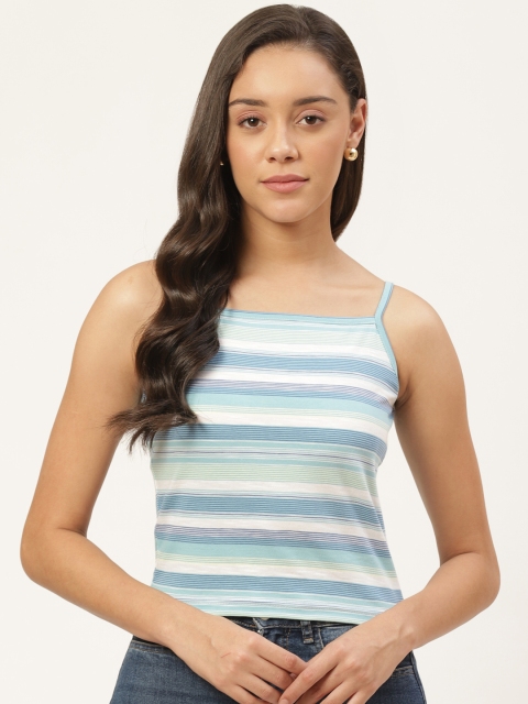 

Trend Arrest Women Blue & White Striped Pure Cotton Top