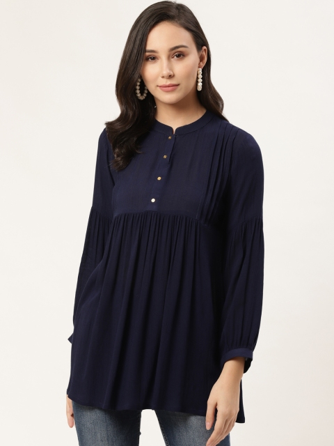 

GERUA Women Navy Blue Solid A-Line Kurti