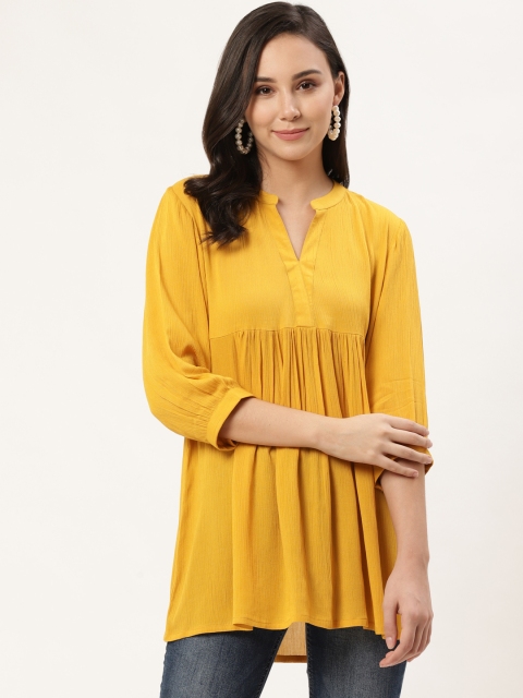 

GERUA Women Mustard Yellow Solid A-Line Kurti
