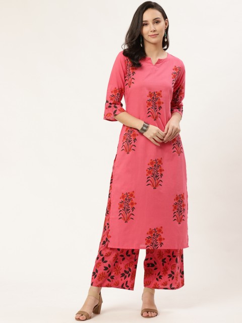 

GERUA Women Pink & Red Printed Kurta with Palazzos