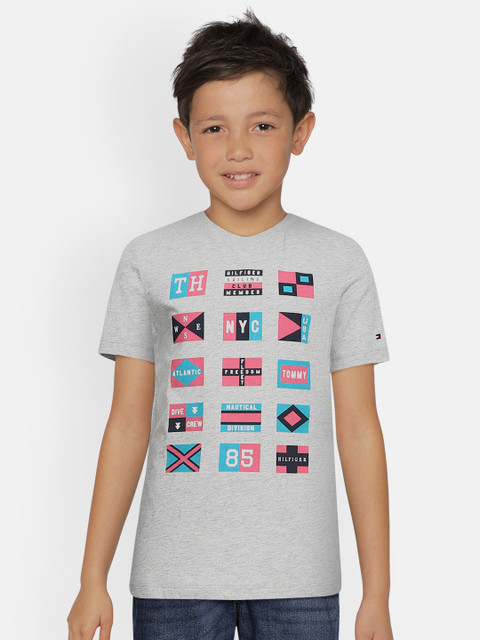 

Tommy Hilfiger Boys Grey Pure Cotton Printed T-shirt