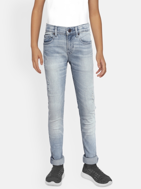

Tommy Hilfiger Boys Blue Slim Fit Mid-Rise Low Distress Stretchable Jeans