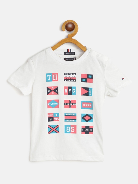 

Tommy Hilfiger Boys White Printed Pure Cotton Round Neck T-shirt