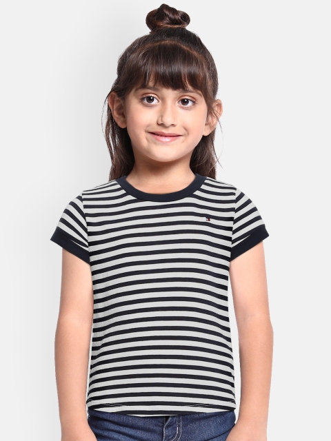 

Tommy Hilfiger Navy Blue & White Striped Regular Top