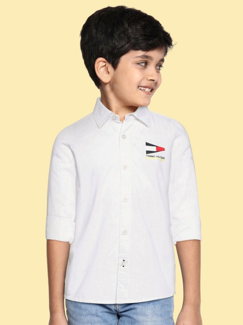 

Tommy Hilfiger Boys White Pure Cotton Slim Fit Opaque Casual Shirt