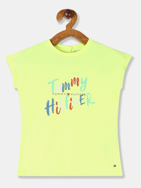 

Tommy Hilfiger Girls Yellow Brand Logo Printed Regular Top