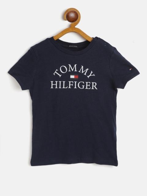 

Tommy Hilfiger Boys Navy Blue Printed Pure Cotton Round Neck T-shirt