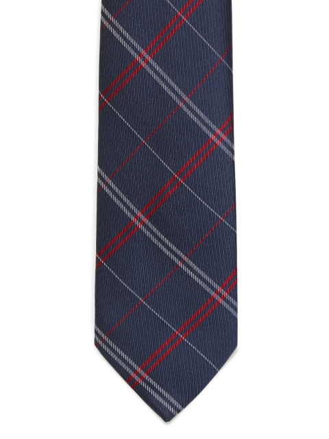 

Louis Philippe Men Navy Blue & Red Checked Broad Tie