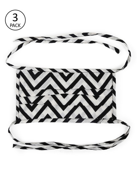 

Tossido Women Black & White Printed 2 Ply Reversible Face Masks