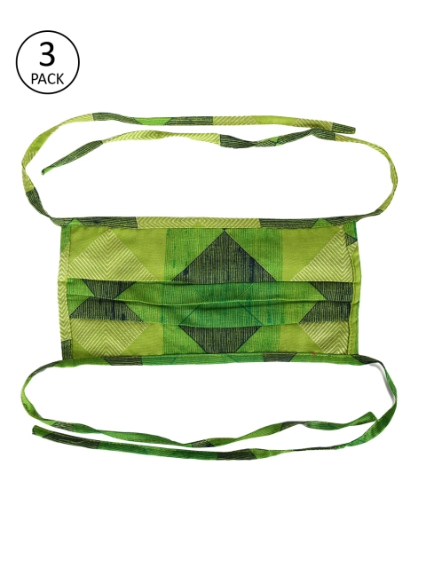 

Tossido Women Green Printed Pack Of 3 2-Ply Reversible Face Mask