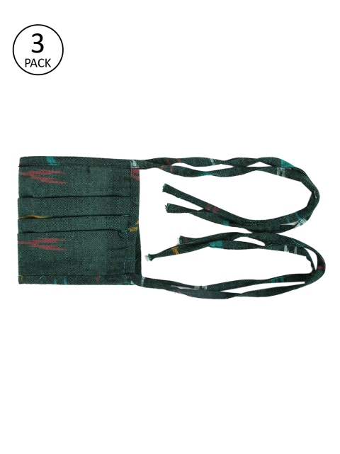 

Tossido Women 3 Pc 2Ply Green Drawstring Cotton Reversible Mask