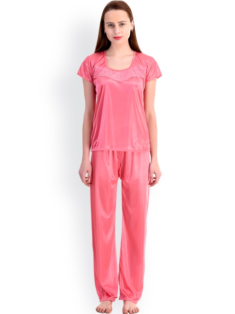 

Claura Pink Satin Pyjama Set TR-20
