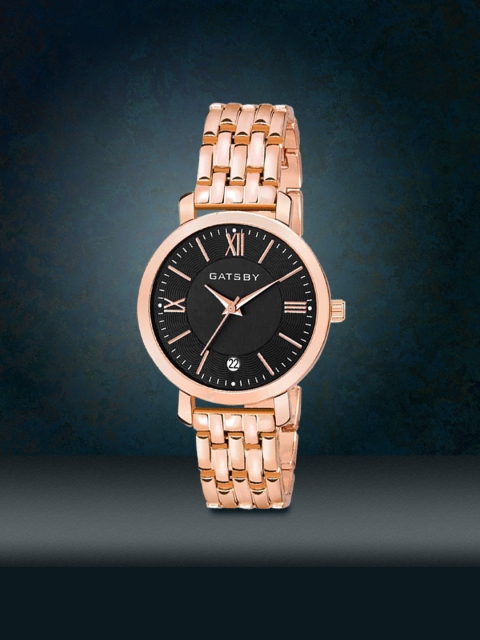 

Gatsby Women Rose Gold & Black Analogue Watch GTL155