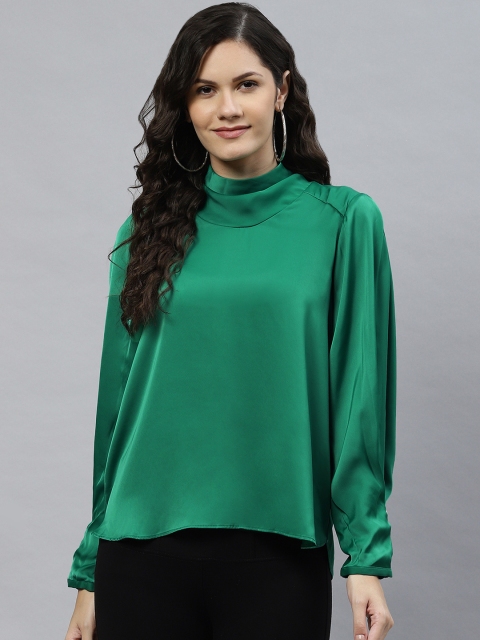 

Marks & Spencer Women Green Solid High-Neck Top