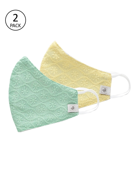 

House of Pataudi Women Pack of 2 Reusable 7-Layer Protective Outdoor Masks, Multi