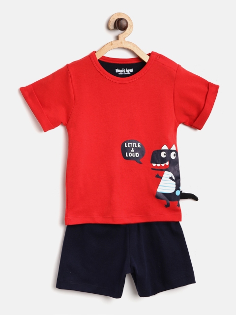 

Moms Love Boys Red & Navy Printed T-shirt with Shorts