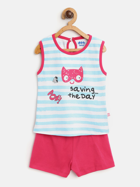 

Moms Love Girls Blue & Pink Striped T-shirt with Shorts