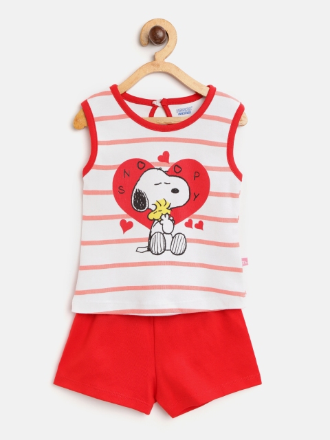 

Moms Love Girls White & Red Striped T-shirt with Shorts