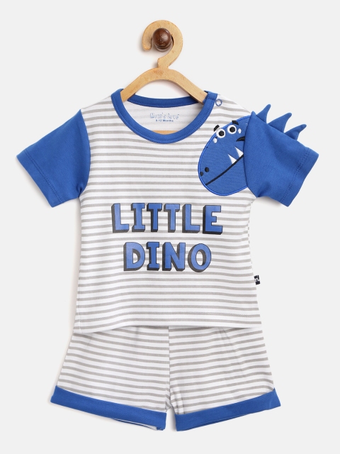 

Moms Love Boys Grey & White Striped T-shirt with Shorts