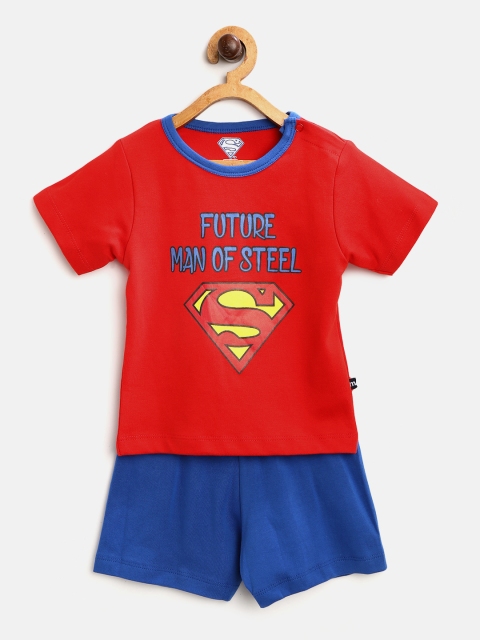 

Moms Love Boys Red & Blue Superman Print T-shirt with Shorts