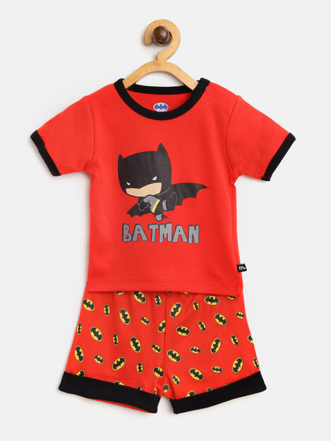 

Moms Love Boys Red & Black Batman Printed T-shirt with Shorts