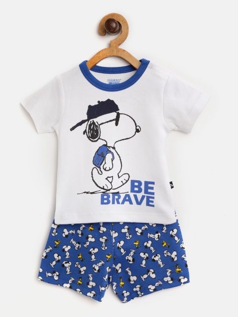 

Moms Love Boys White & Blue Snoopy Print T-shirt with Shorts