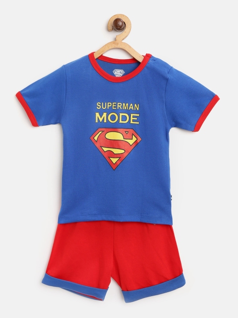 

Moms Love Boys Blue & Red Superman Print T-shirt with Shorts
