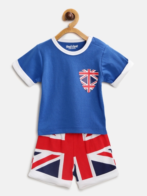 

Moms Love Boys Blue & Red Printed Clothing Set