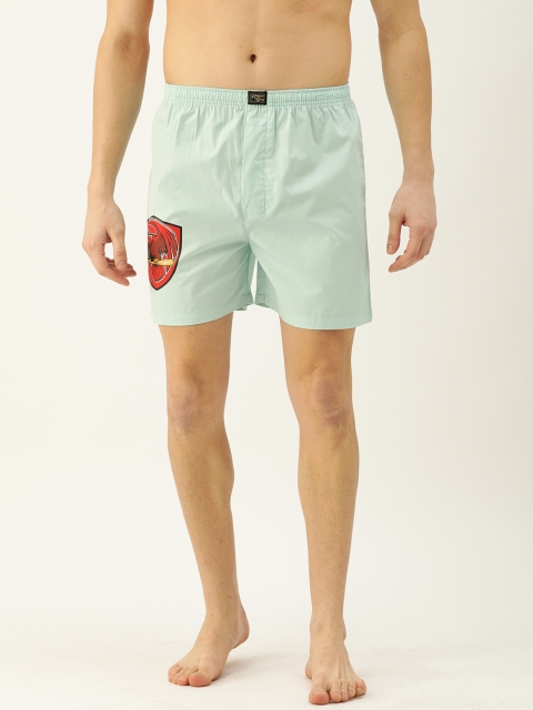 

Urban Dog Men Sea Green Solid Boxers with Printed Detail UDBX220
