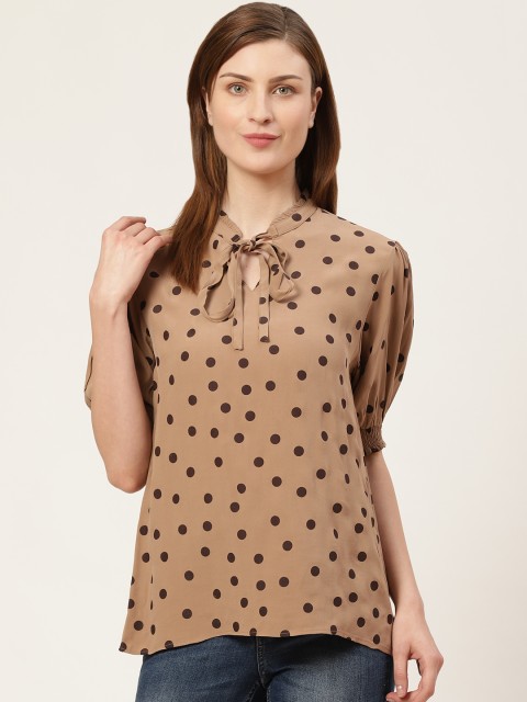 

COVER STORY Women Beige & Coffee Brown Printed Top