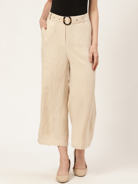 

COVER STORY Women Beige Regular Fit Solid Parallel Trousers