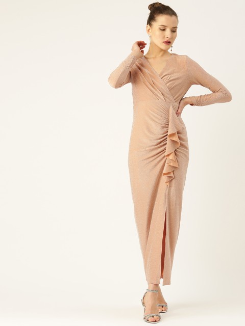 

COVER STORY Women Peach-Coloured Shimmer Effect Maxi Dress