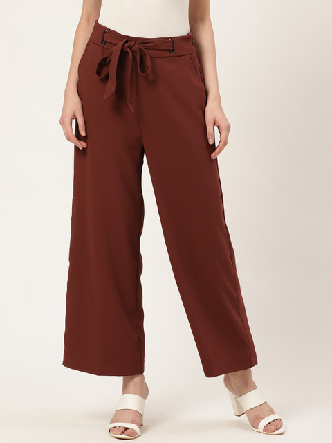 

COVER STORY Women Rust Brown Regular Fit Solid Parallel Trousers