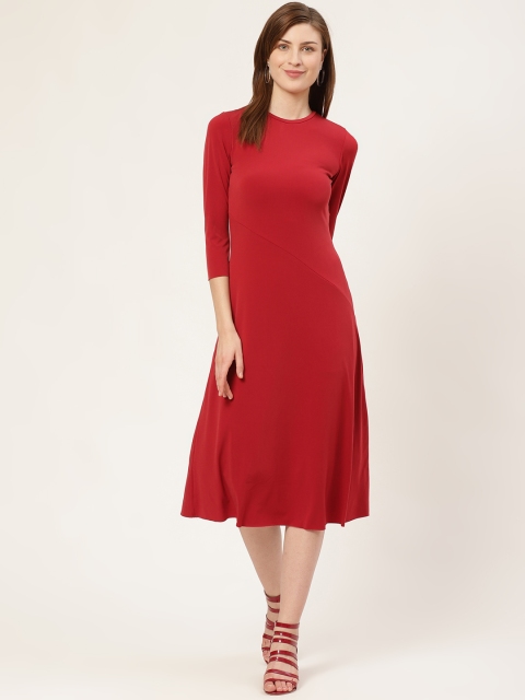 

COVER STORY Women Maroon Solid A-Line Dress