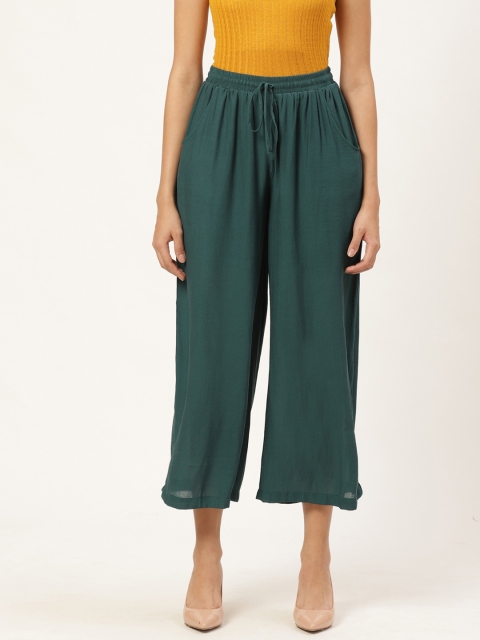 

Trend Arrest Women Green Loose Fit Solid Parallel Trousers