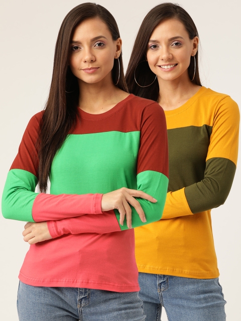 

U&F Women Pack of 2 Round Neck T-shirts, Green