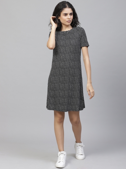

Marks & Spencer Women Black & White Printed A-Line Dress