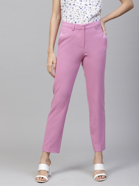 

Marks & Spencer Women Purple Slim Fit Solid Regular Trousers