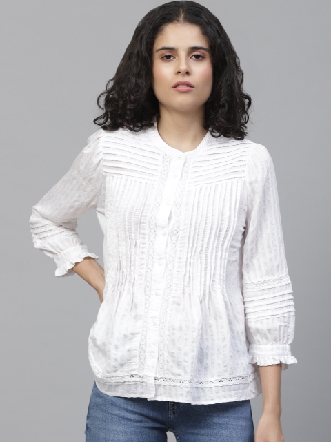 

Marks & Spencer Women White Striped Shirt Style Top