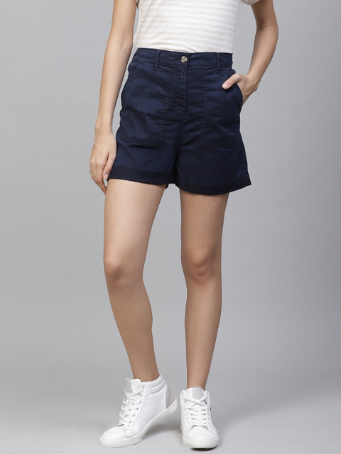 

Marks & Spencer Women Navy Blue Solid Regular Fit Regular Shorts