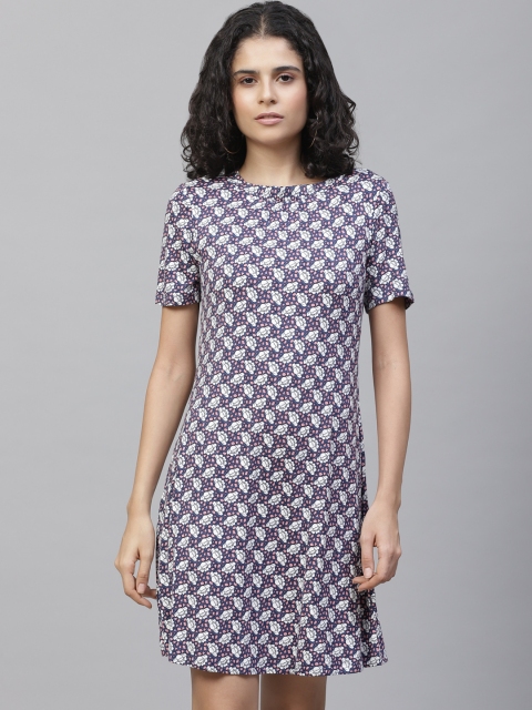 

Marks & Spencer Women Blue & White Ditsy Floral Print A-Line Dress