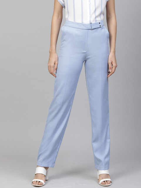 

Marks & Spencer Women Blue Straight Fit Solid Formal Trousers