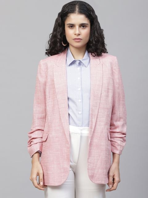 

Marks & Spencer Women Pink Relaxed Fit Solid Open Front Blazer