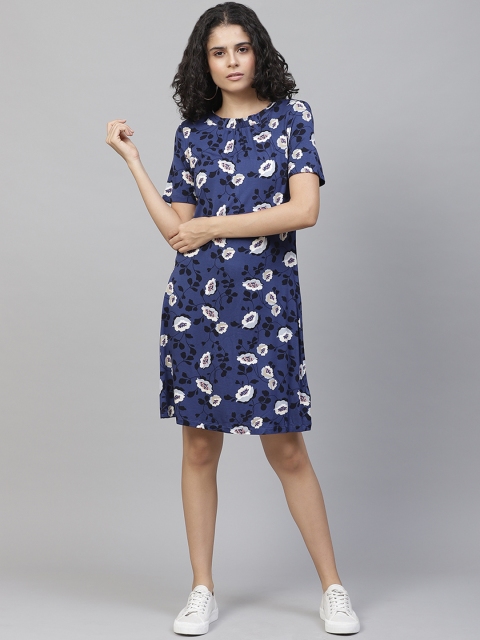 

Marks & Spencer Women Blue & White Floral Print A-Line Dress